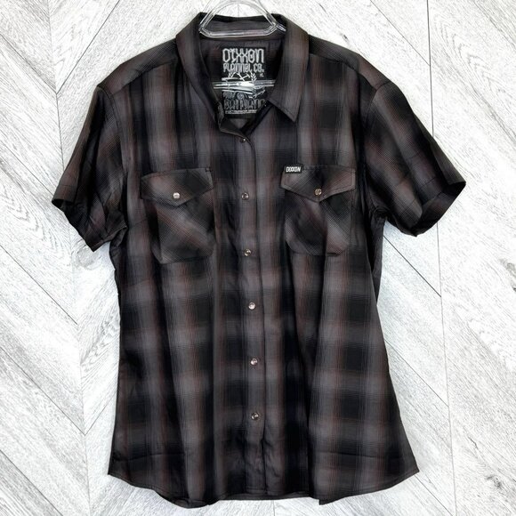 Dixxon Santana Shirt Womens Size XL Pearl Snap Plaid Short Sleeve Top - Picture 1 of 4